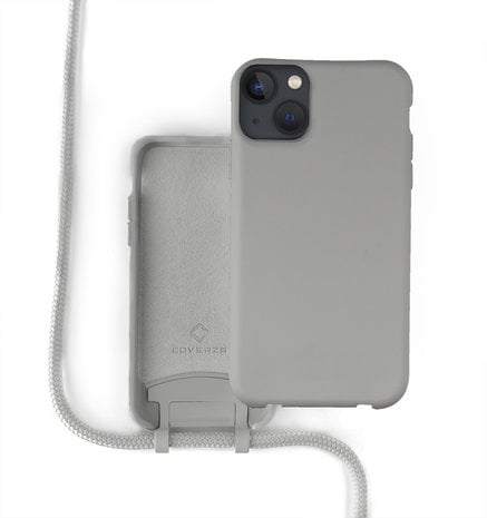 Coverzs Coverzs Coque silicone avec cordon iPhone 13 (gris)