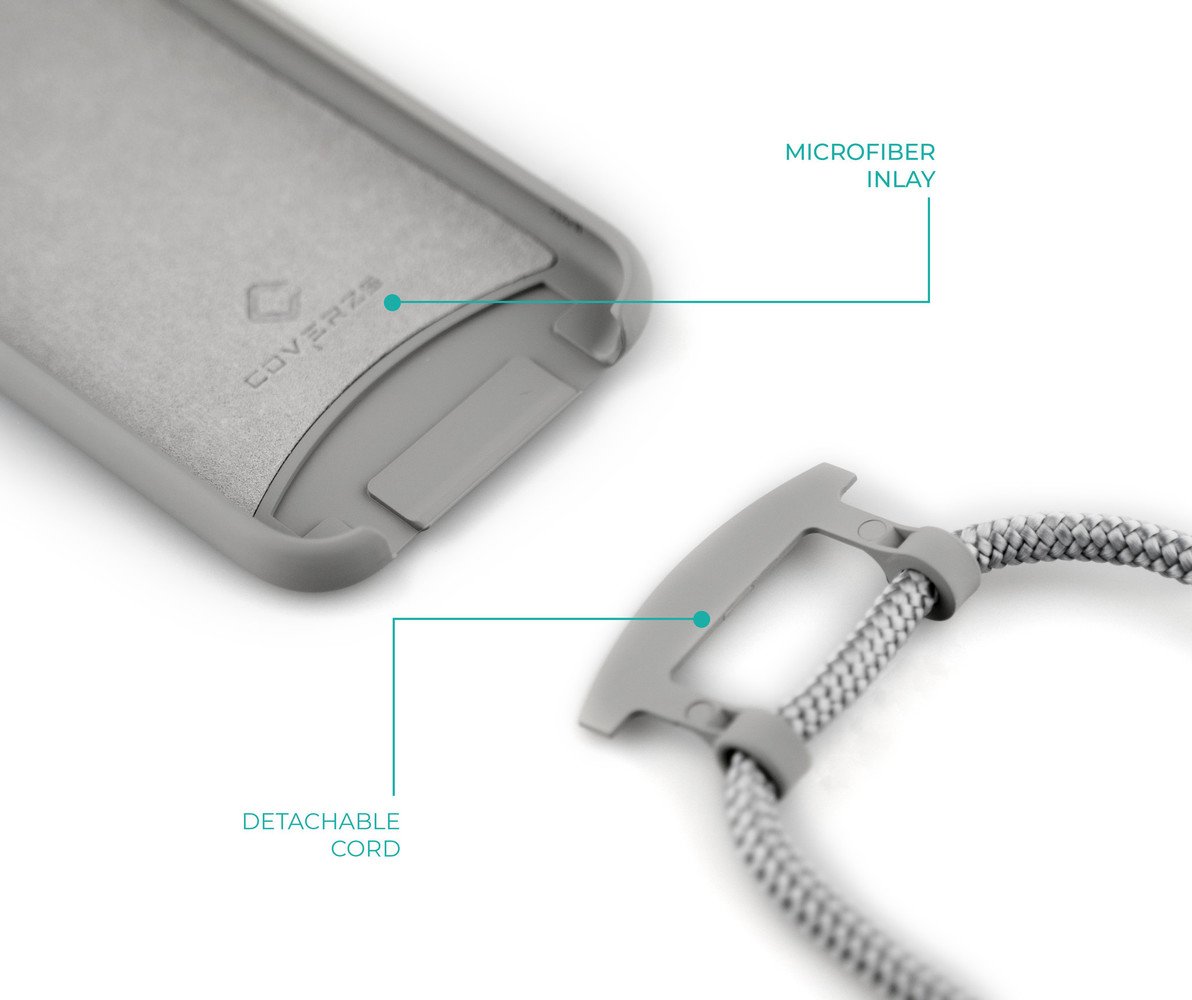 Coverzs Coverzs Coque silicone avec cordon iPhone 13 (gris)