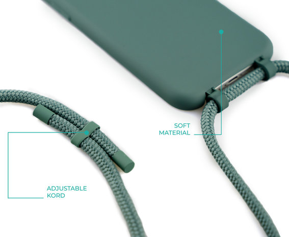 Coque silicone avec cordon iPhone 11 Pro Max (vert foncé) - Nom +