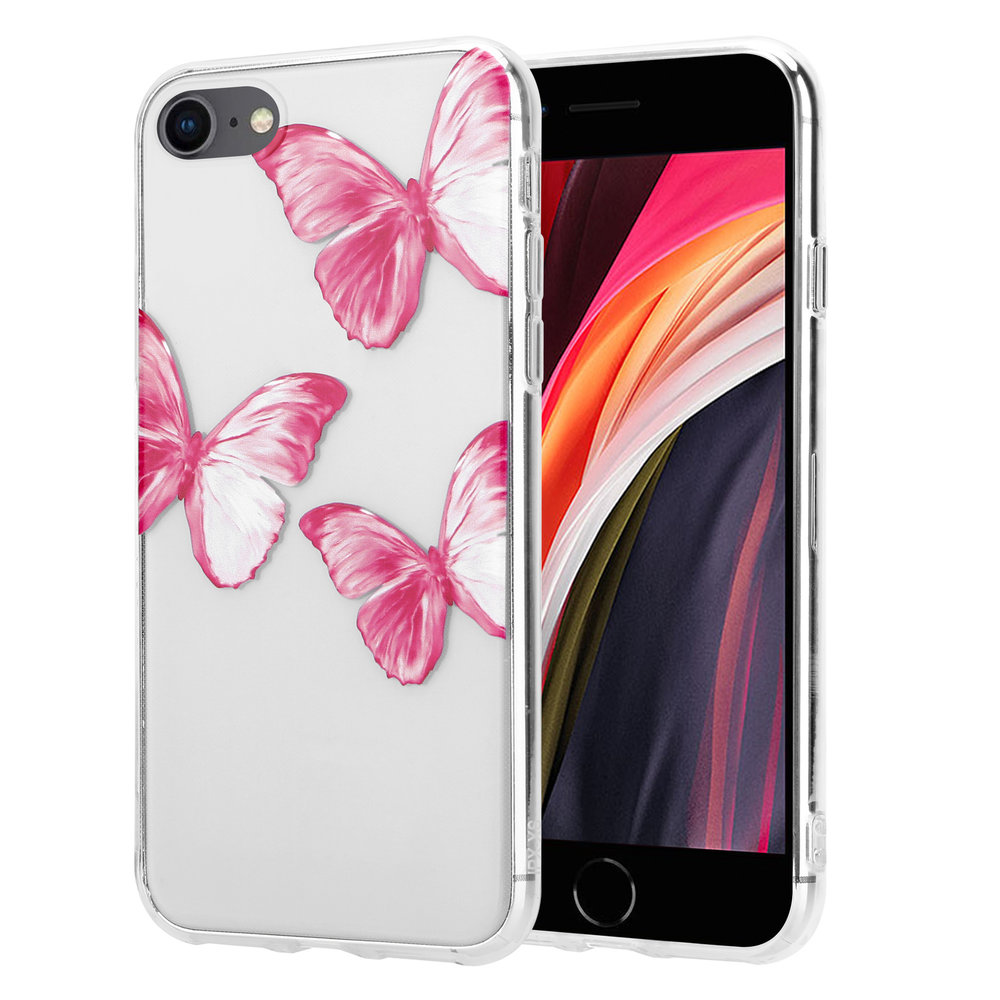 ShieldCase ShieldCase Coque iPhone SE 2022 Pink Butterflies ShieldCase ShieldCase Coque iPhone SE 2022 Pink Butterflies