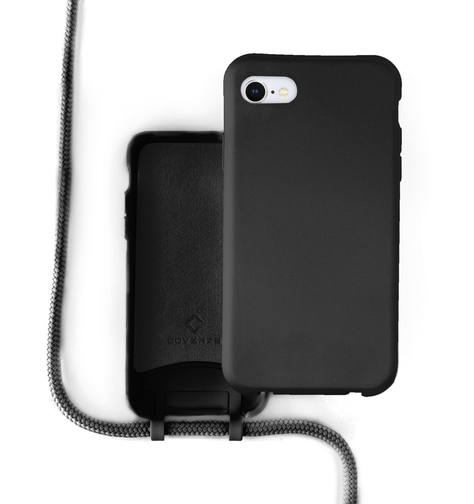 Coverzs Coverzs Coque silicone avec cordon iPhone SE 2022 (noir) Coverzs Coverzs Coque silicone avec cordon iPhone SE 2022 (noir)