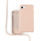 Coverzs Coque silicone avec cordon iPhone SE 2022 (rose)