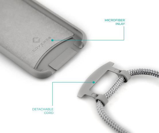 Coverzs Coverzs Coque silicone avec cordon iPhone SE 2022 (gris) Coverzs Coverzs Coque silicone avec cordon iPhone SE 2022 (gris)