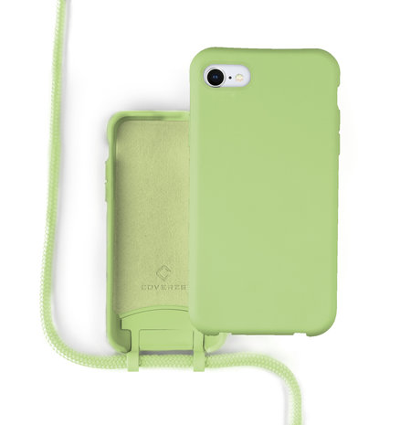 Coverzs Coverzs Coque silicone avec cordon iPhone SE 2022 (vert clair) Coverzs Coverzs Coque silicone avec cordon iPhone SE 2022 (vert clair)