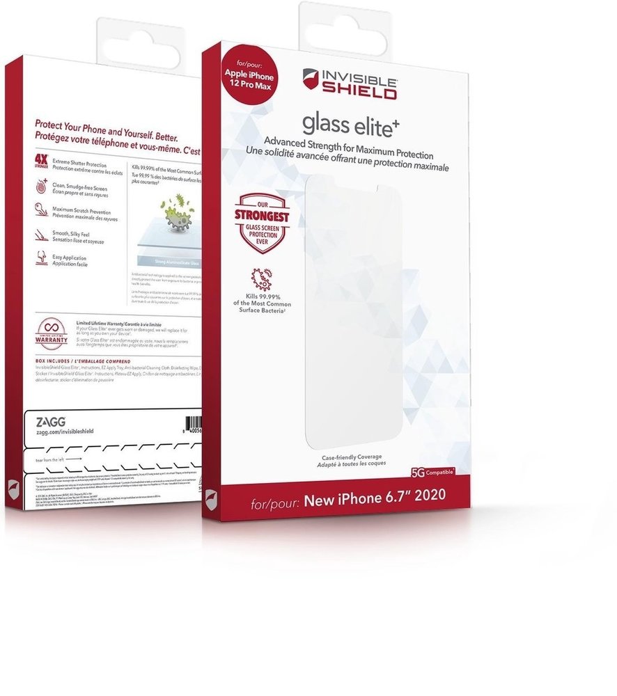Zagg Protecteur d'écran InvisibleShield Glass Elite+ pour iPhone 12 Pro Max Zagg Protecteur d'écran InvisibleShield Glass Elite+ pour iPhone 12 Pro Max