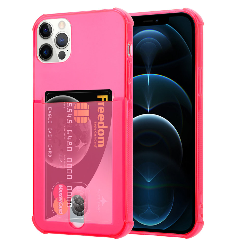 ShieldCase Coque ShieldCase Shock avec porte-cartes iPhone 12 Pro Max - 6,7 pouces - Rose/rouge