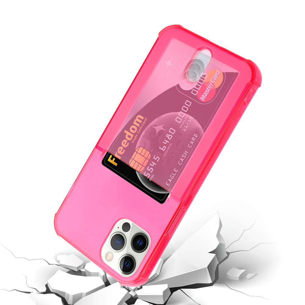 ShieldCase Coque ShieldCase Shock avec porte-cartes iPhone 12 Pro Max - 6,7 pouces - Rose/rouge