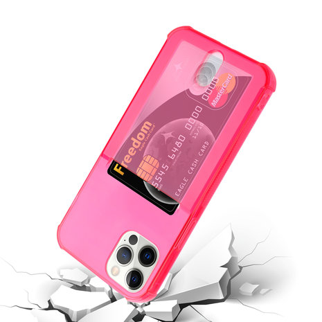 ShieldCase Coque ShieldCase Shock avec porte-cartes iPhone 12 Pro Max - 6,7 pouces - Rose/rouge
