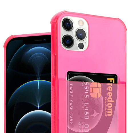 ShieldCase Coque ShieldCase Shock avec porte-cartes iPhone 12 Pro Max - 6,7 pouces - Rose/rouge
