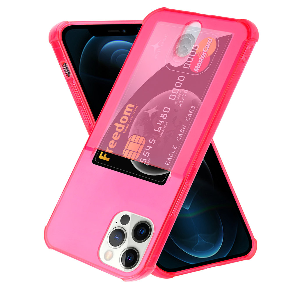 ShieldCase Coque ShieldCase Shock avec porte-cartes iPhone 12 Pro Max - 6,7 pouces - Rose/rouge