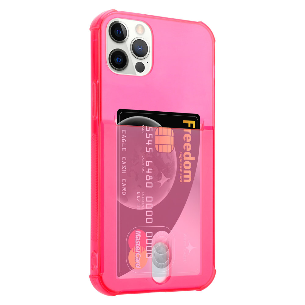 ShieldCase Coque ShieldCase Shock avec porte-cartes iPhone 12 Pro Max - 6,7 pouces - Rose/rouge
