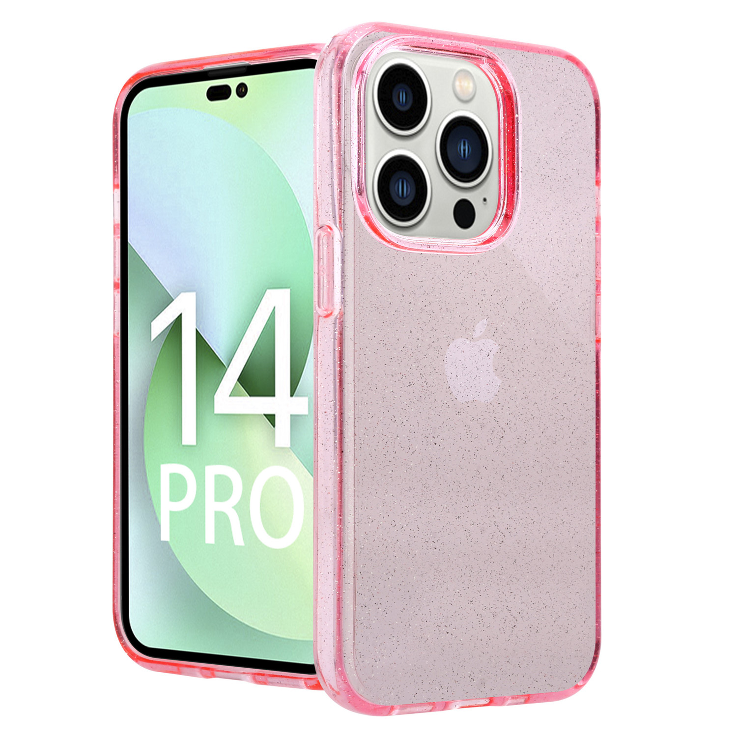 MINUUISCT - Coque Silicone Brillante Pour IPhone 14 Pro - Fond Imprimé Papier Rose - Protection Antichocs Ultra Fine