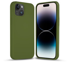Coverzs Coque silicone solide iPhone 14 (vert armée)