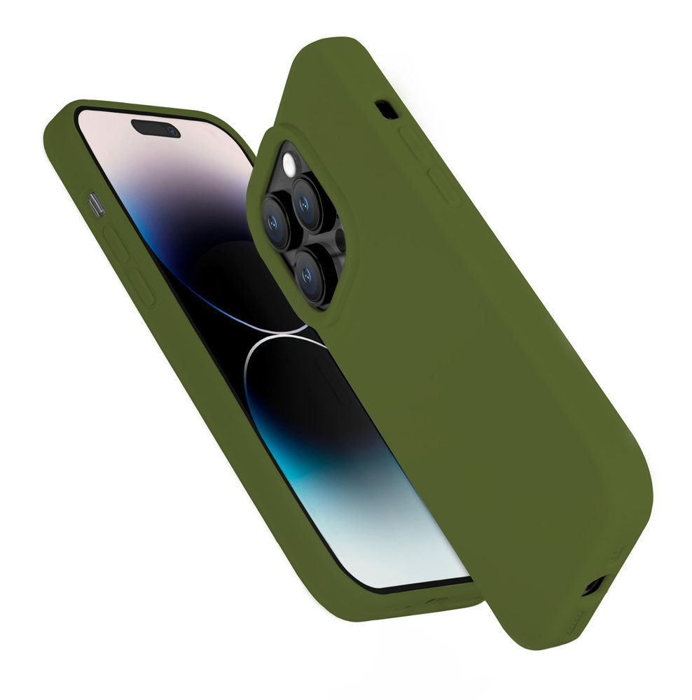 Coverzs Coverzs Coque silicone solide iPhone 14 Pro Max (vert armée)