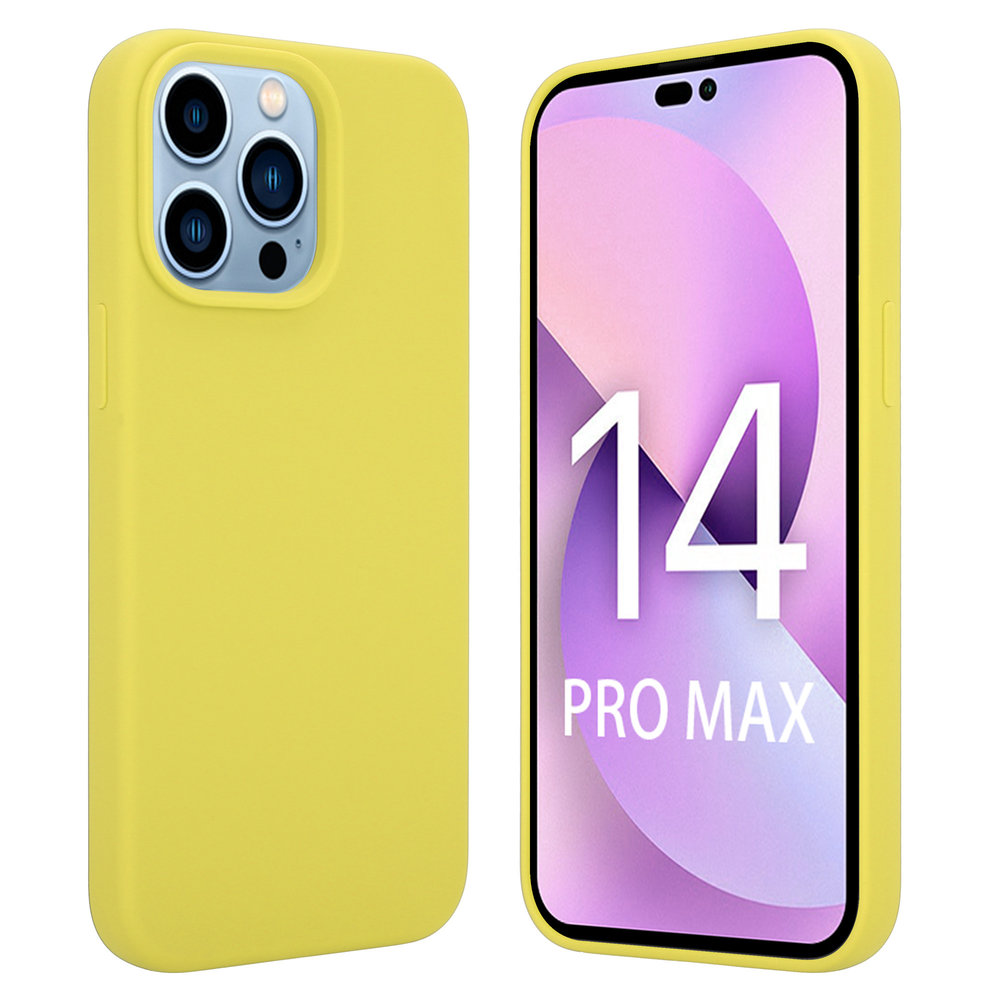Coverzs Coverzs Coque Luxe Liquid Silicone iPhone 14 Pro Max (jaune)