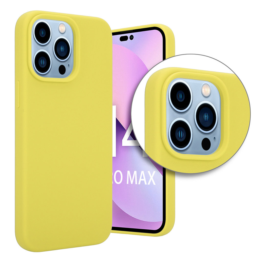 Coverzs Coverzs Coque Luxe Liquid Silicone iPhone 14 Pro Max (jaune)