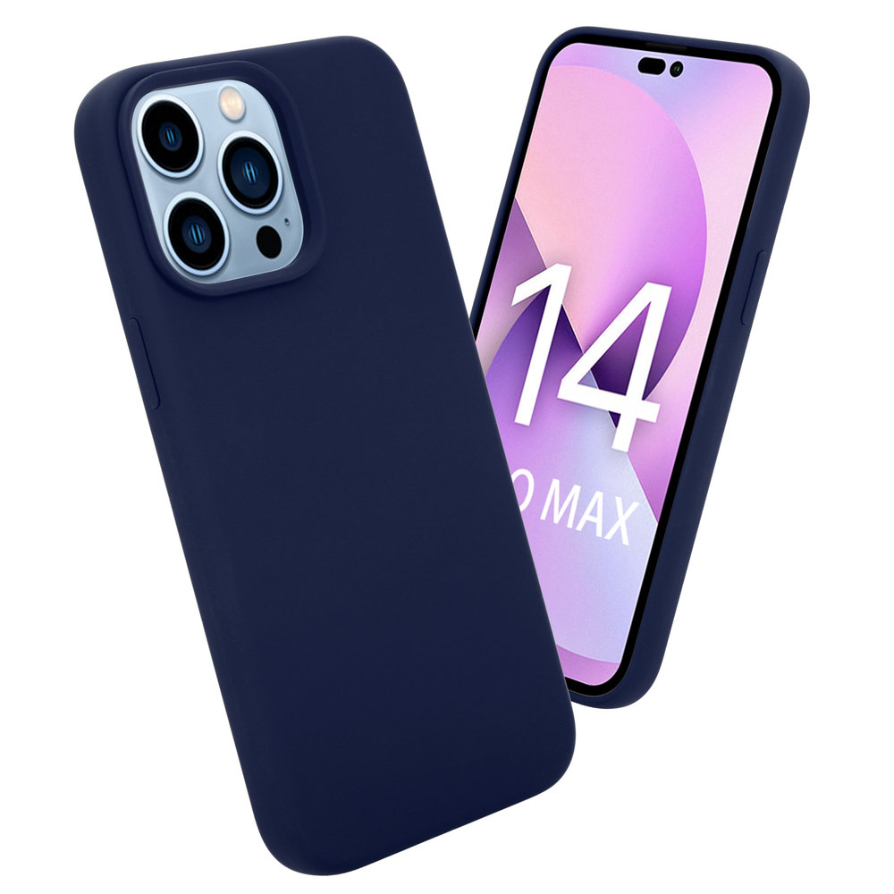 Coverzs Coverzs Coque Luxe Liquid Silicone iPhone 14 Pro Max (bleu foncé)