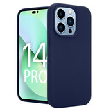 Coverzs Coque Luxe Liquid Silicone iPhone 14 Pro (bleu foncé)