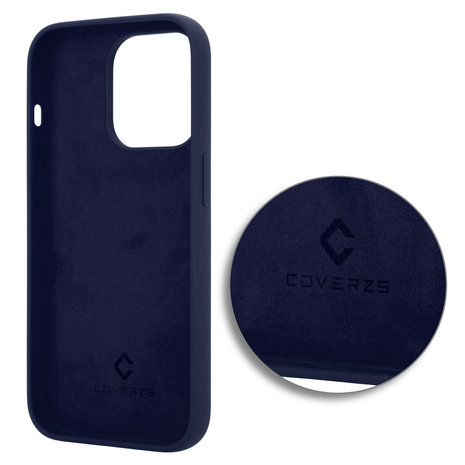 Coverzs Coverzs Coque Luxe Liquid Silicone iPhone 14 Pro (bleu foncé)