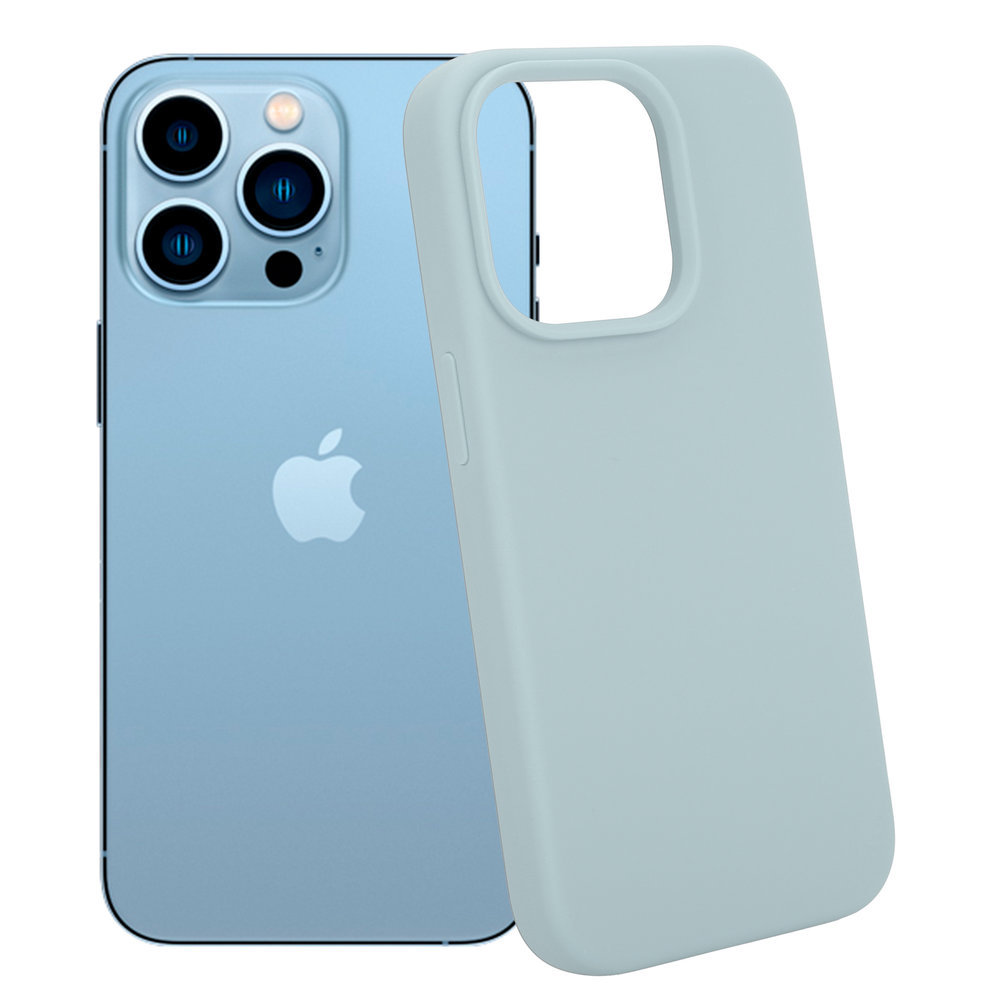 Coverzs Coverzs Coque Luxe Liquid Silicone iPhone 14 Pro (gris bleu)