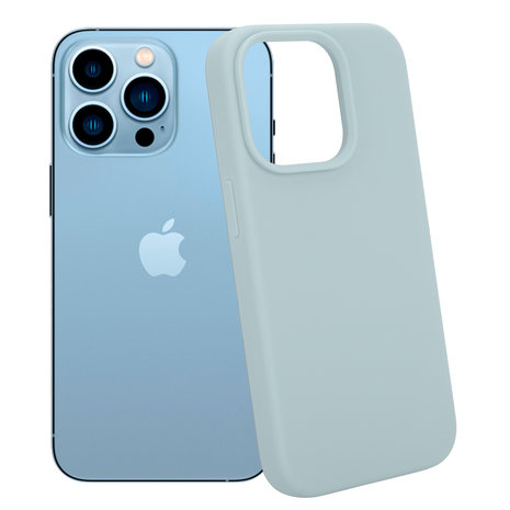 Coverzs Coverzs Coque Luxe Liquid Silicone iPhone 14 Pro (gris bleu)