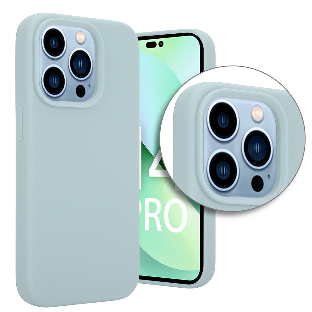 Coverzs Coverzs Coque Luxe Liquid Silicone iPhone 14 Pro (gris bleu)