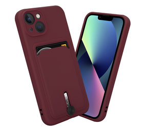 Coverzs Coque porte-cartes iPhone 13 Mini avec bouton (bordeaux) Coverzs Coque porte-cartes iPhone 13 Mini avec bouton (bordeaux)