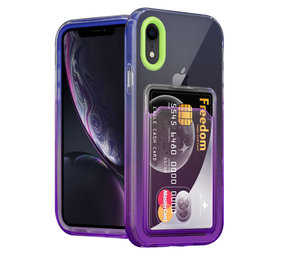 ShieldCase Coque iPhone Xr porte-cartes coloré (vert/violet)