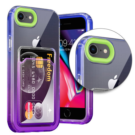 ShieldCase ShieldCase Coque iPhone 7/8 porte-cartes coloré (vert/violet) ShieldCase ShieldCase Coque iPhone 7/8 porte-cartes coloré (vert/violet)