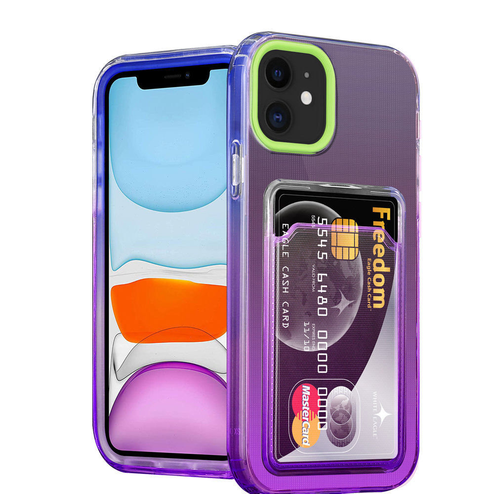 ShieldCase ShieldCase Coque iPhone 11 porte-cartes coloré (vert/violet) ShieldCase ShieldCase Coque iPhone 11 porte-cartes coloré (vert/violet)