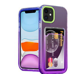 ShieldCase Coque iPhone 11 porte-cartes coloré (vert/violet) ShieldCase Coque iPhone 11 porte-cartes coloré (vert/violet)