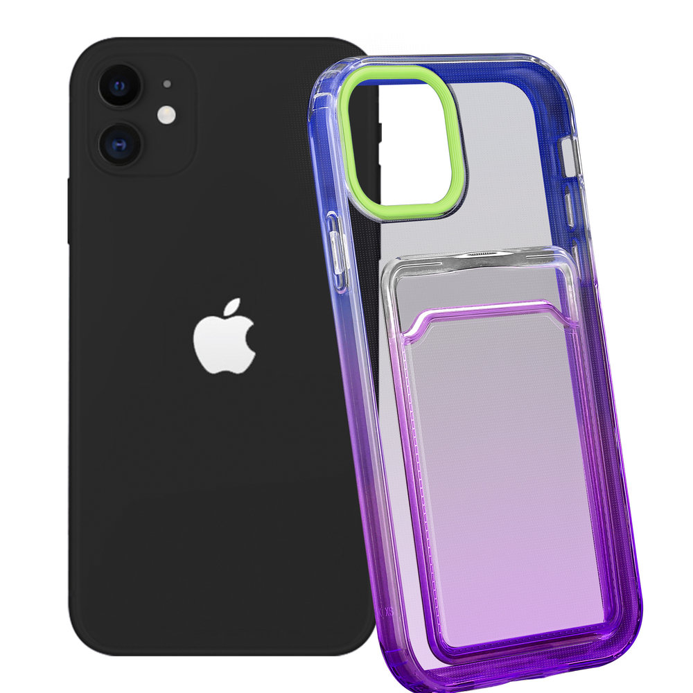 ShieldCase ShieldCase Coque iPhone 11 porte-cartes coloré (vert/violet) ShieldCase ShieldCase Coque iPhone 11 porte-cartes coloré (vert/violet)