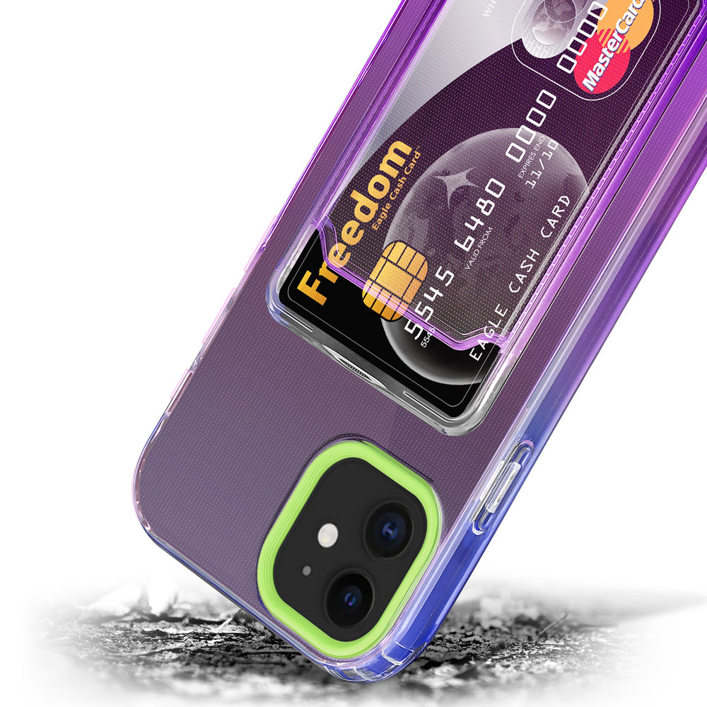 ShieldCase ShieldCase Coque iPhone 11 porte-cartes coloré (vert/violet) ShieldCase ShieldCase Coque iPhone 11 porte-cartes coloré (vert/violet)
