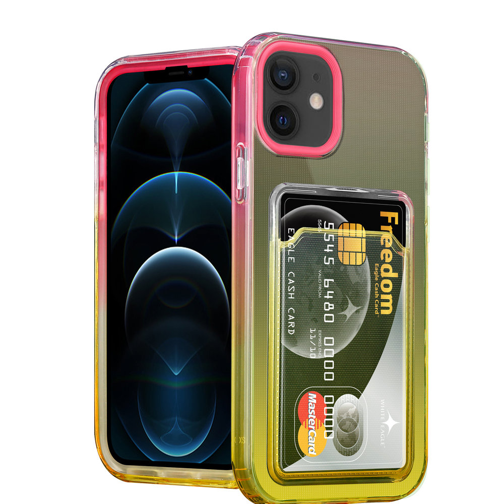 ShieldCase ShieldCase Coque iPhone 12 porte-cartes colorée (rose/jaune) ShieldCase ShieldCase Coque iPhone 12 porte-cartes colorée (rose/jaune)