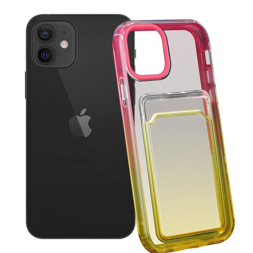 ShieldCase ShieldCase Coque iPhone 12 porte-cartes colorée (rose/jaune) ShieldCase ShieldCase Coque iPhone 12 porte-cartes colorée (rose/jaune)
