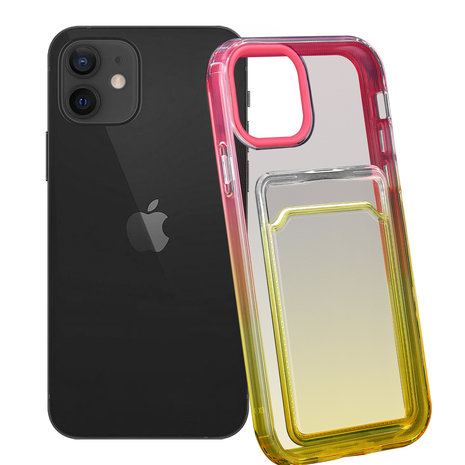 ShieldCase ShieldCase Coque iPhone 12 porte-cartes colorée (rose/jaune) ShieldCase ShieldCase Coque iPhone 12 porte-cartes colorée (rose/jaune)
