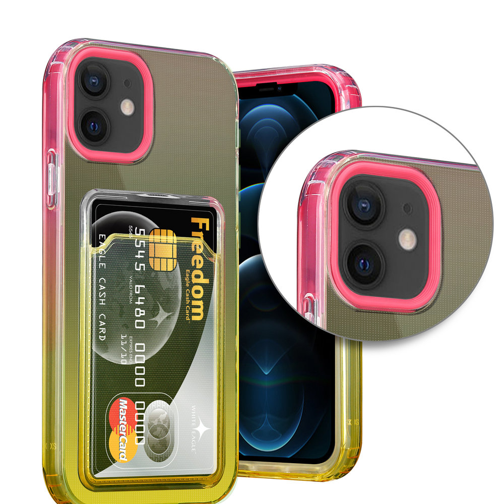 ShieldCase ShieldCase Coque iPhone 12 porte-cartes colorée (rose/jaune) ShieldCase ShieldCase Coque iPhone 12 porte-cartes colorée (rose/jaune)
