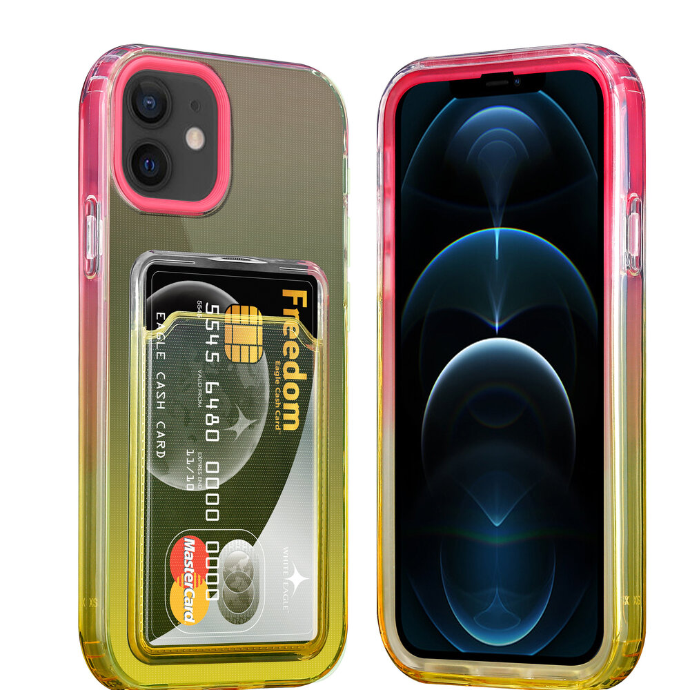 ShieldCase ShieldCase Coque iPhone 12 porte-cartes colorée (rose/jaune) ShieldCase ShieldCase Coque iPhone 12 porte-cartes colorée (rose/jaune)
