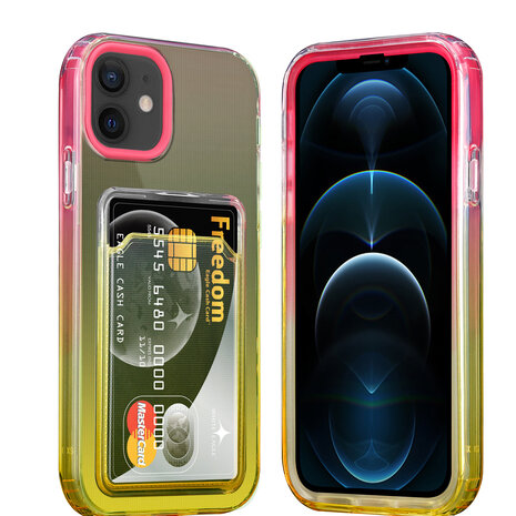 ShieldCase ShieldCase Coque iPhone 12 porte-cartes colorée (rose/jaune) ShieldCase ShieldCase Coque iPhone 12 porte-cartes colorée (rose/jaune)