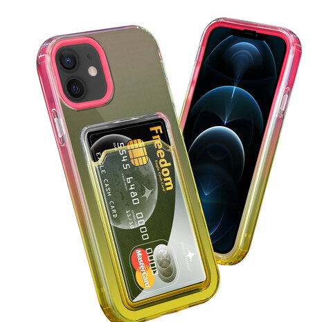 ShieldCase ShieldCase Coque iPhone 12 porte-cartes colorée (rose/jaune) ShieldCase ShieldCase Coque iPhone 12 porte-cartes colorée (rose/jaune)