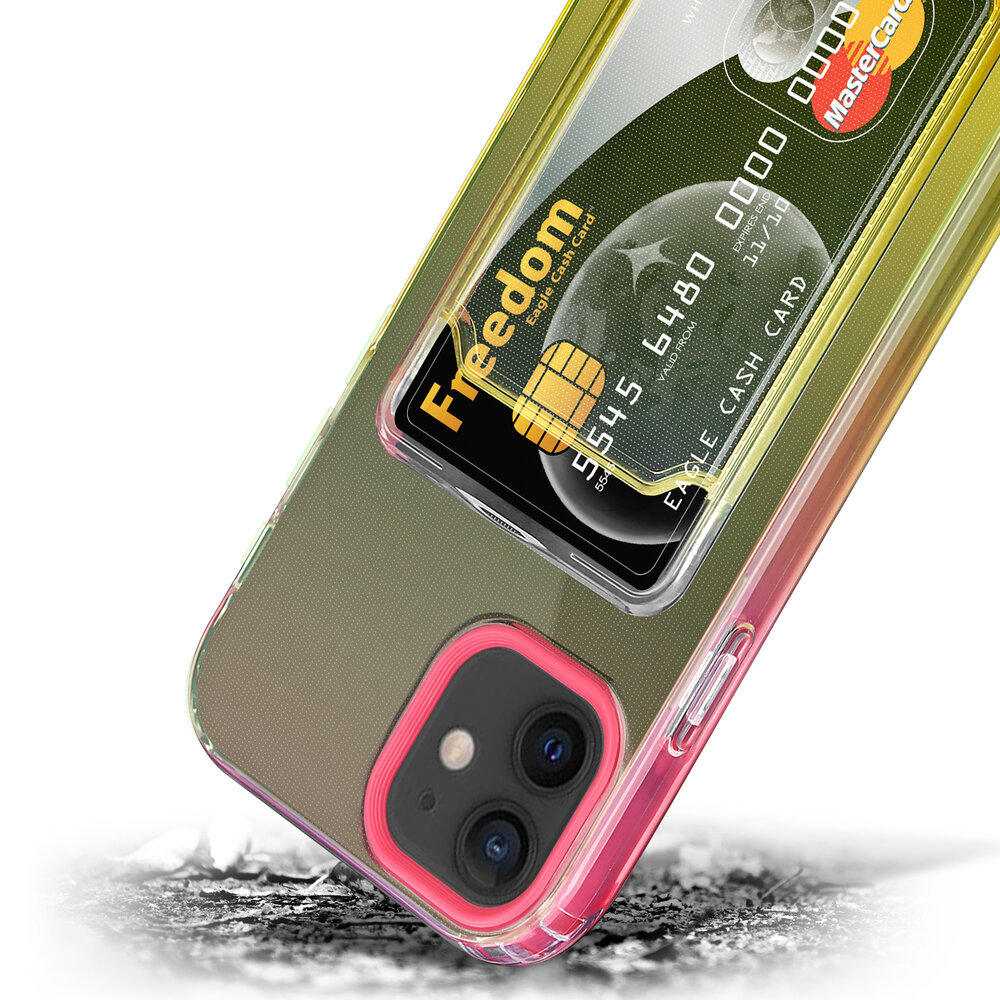ShieldCase ShieldCase Coque iPhone 12 porte-cartes colorée (rose/jaune) ShieldCase ShieldCase Coque iPhone 12 porte-cartes colorée (rose/jaune)