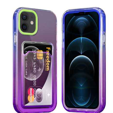 ShieldCase ShieldCase Coque iPhone 12 porte-cartes coloré (vert/violet) ShieldCase ShieldCase Coque iPhone 12 porte-cartes coloré (vert/violet)
