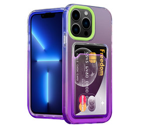 ShieldCase Coque iPhone 13 Pro porte-cartes coloré (vert/violet)