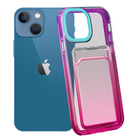 ShieldCase ShieldCase Coque iPhone 13 Mini porte-cartes colorée (turquoise/rose)