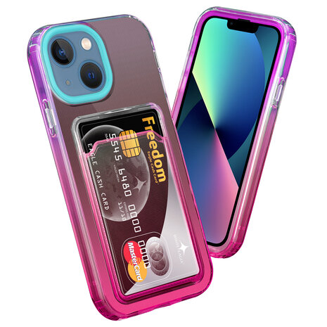 ShieldCase ShieldCase Coque iPhone 13 Mini porte-cartes colorée (turquoise/rose)