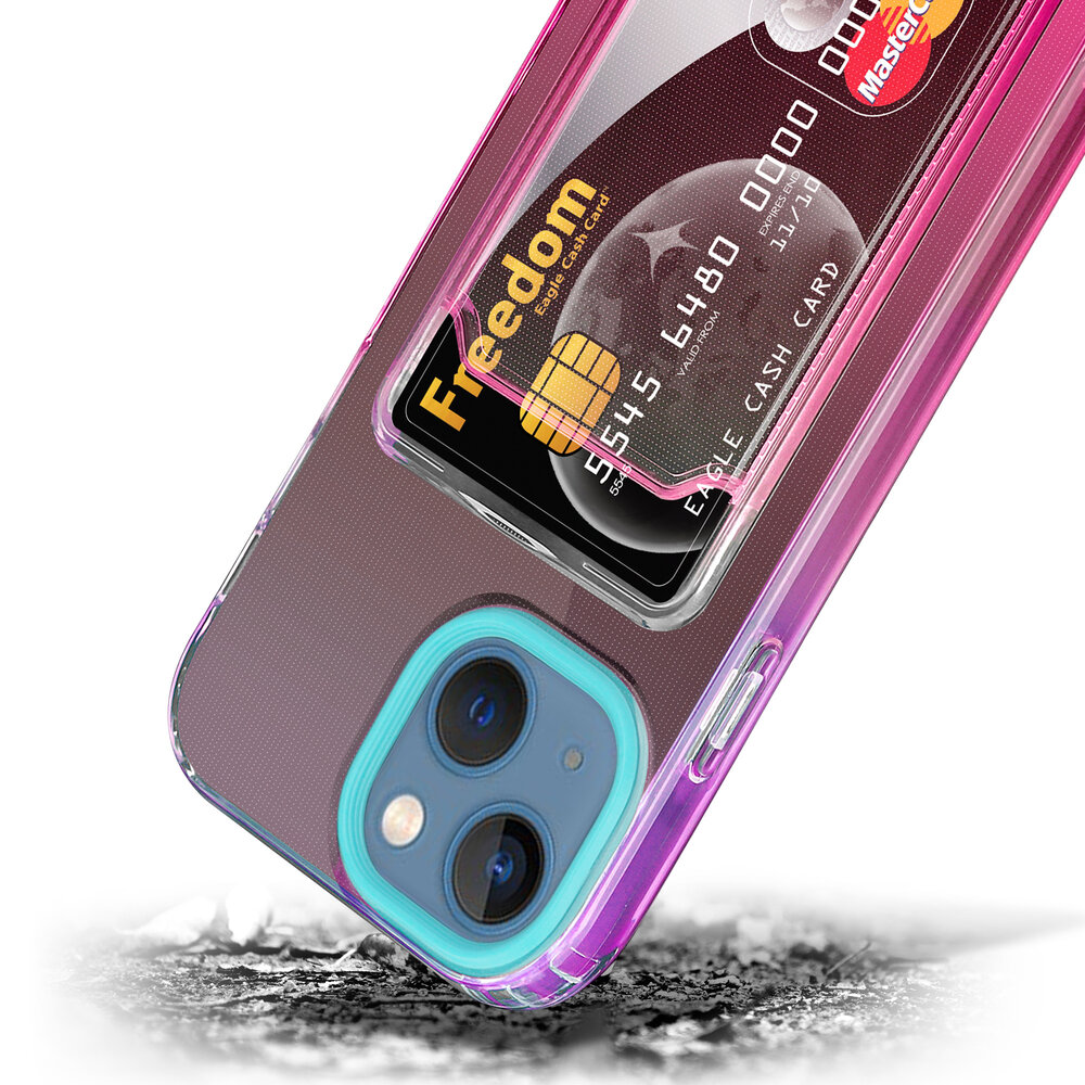 ShieldCase ShieldCase Coque iPhone 13 Mini porte-cartes colorée (turquoise/rose)