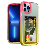 ShieldCase Coque iPhone 13 Pro Max porte-cartes coloré (rose/jaune)