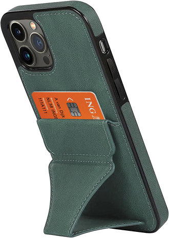Étui cuir iPhone 13 Pro Max support porte-cartes (marron) - Coque