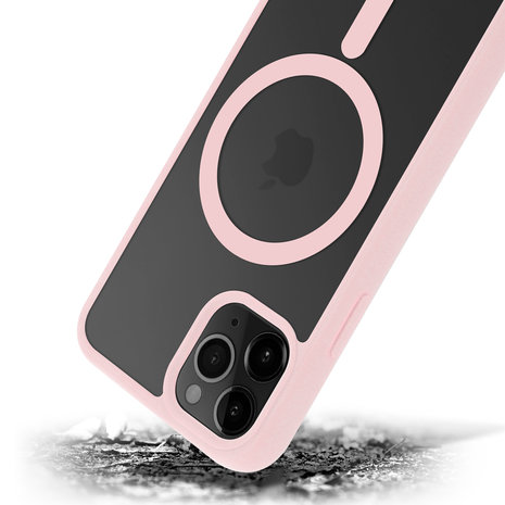 Coque Transparente iPhone 11 Pro Magsafe avec bords colorés (rose