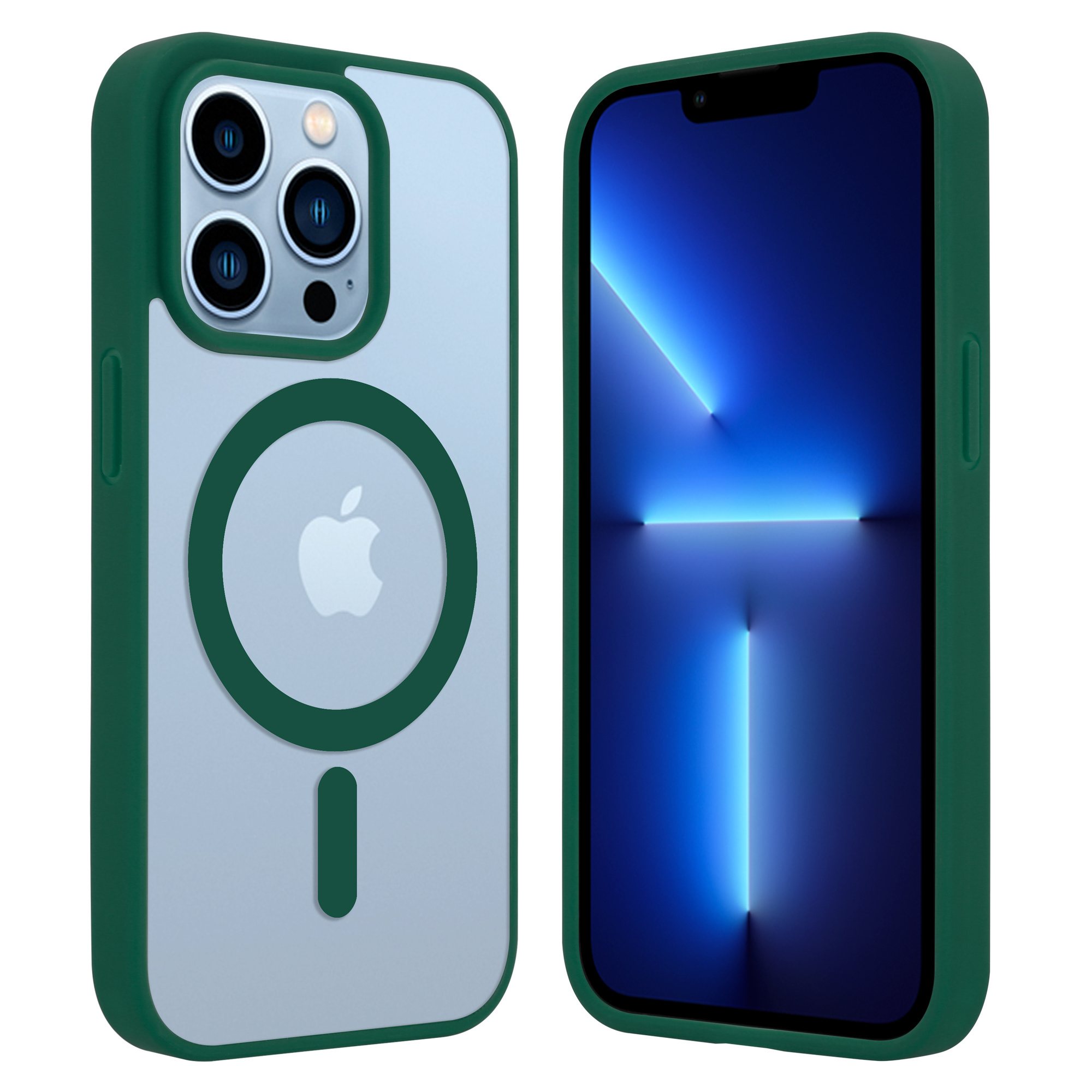 Coque Transparente iPhone 13 Pro Magsafe avec bords colorés (vert) - Coque -telephone.fr